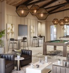 a room with a table and chairs